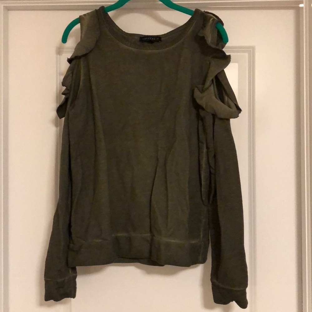 Sanctuary Dark Green Cold Shoulder Sweatshirt